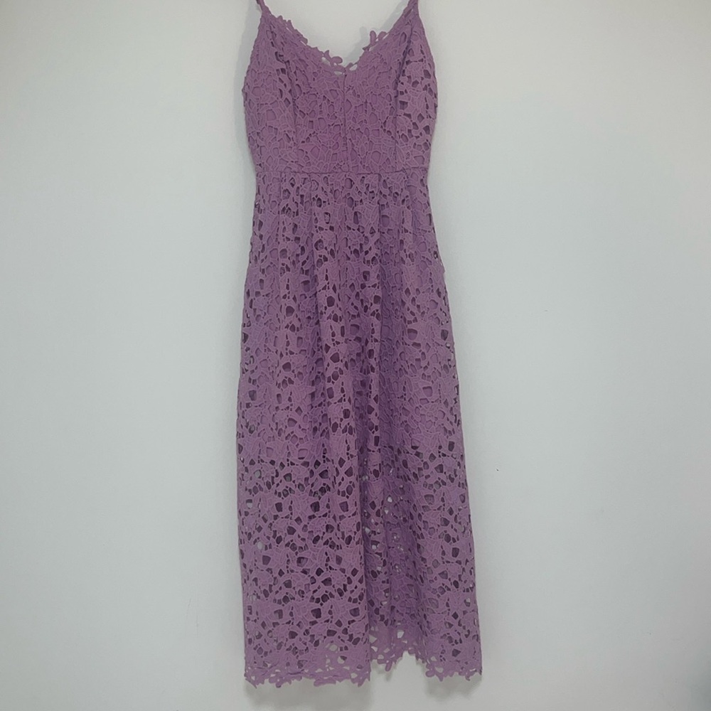 ASTR Floral Lace Midi Dress in Lilac